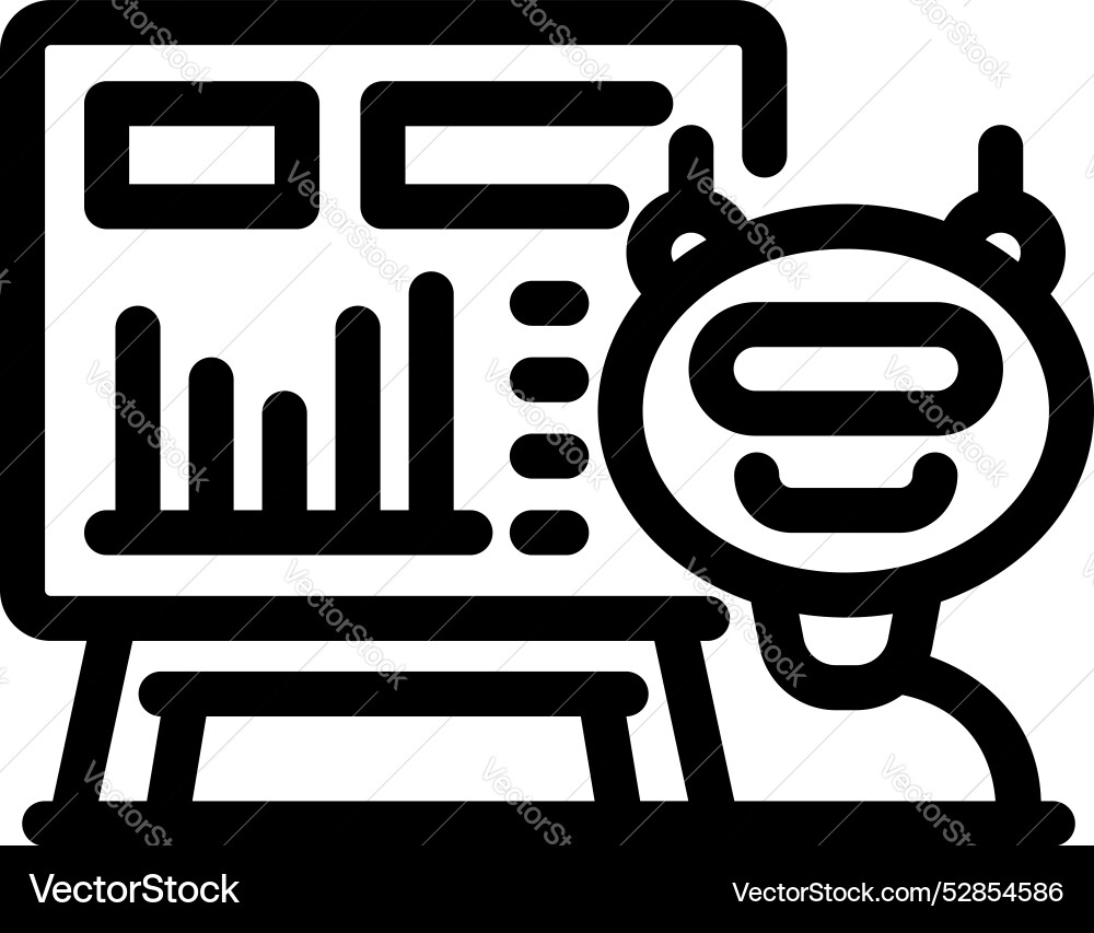 Robot presenting analytics data on whiteboard Robot presenting analytics data on whiteboard vector image