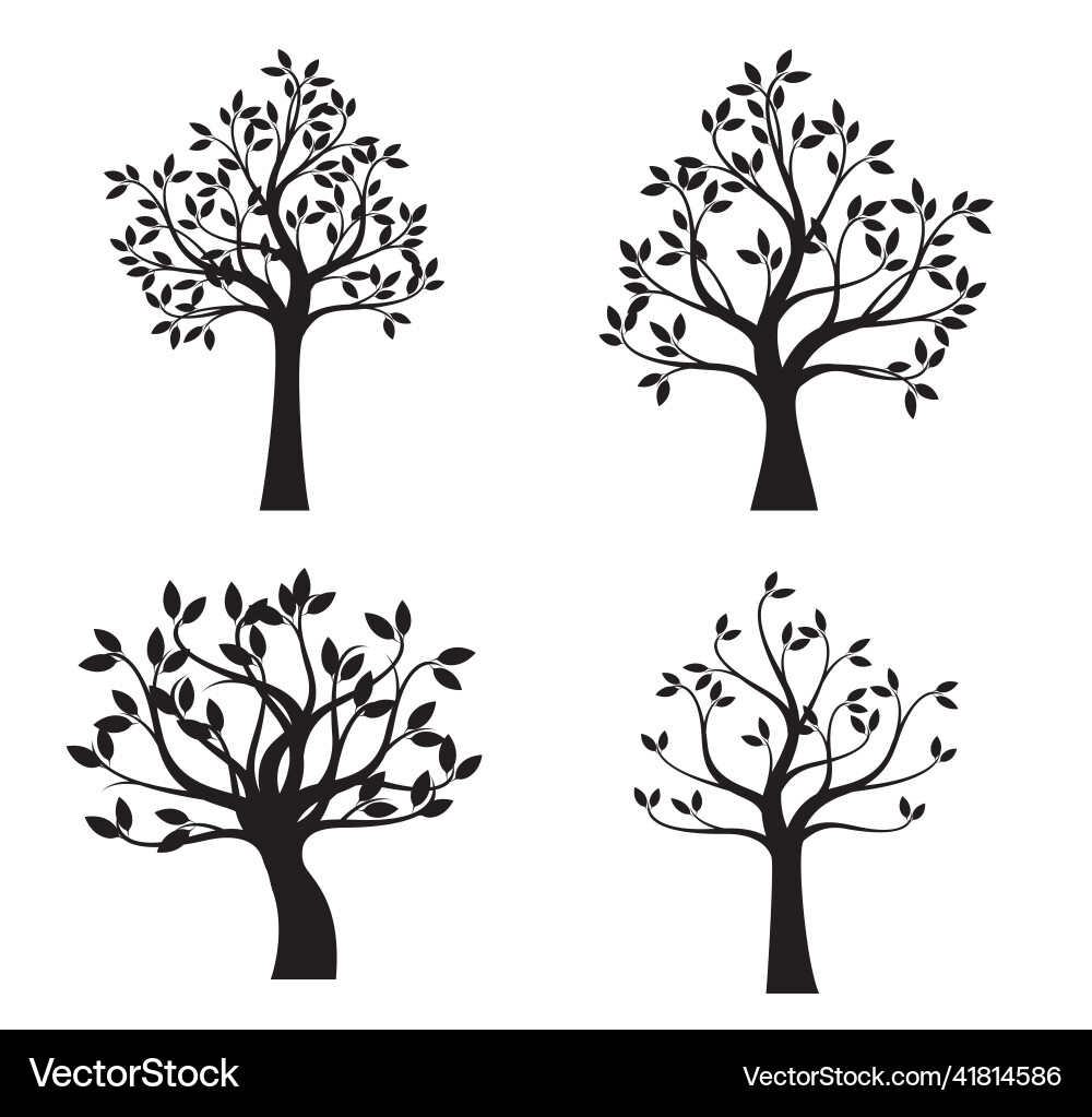 Set black tree vector image