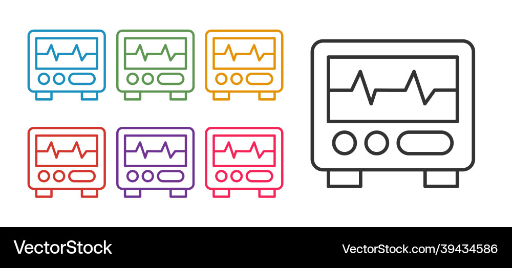 Set line computer monitor with cardiogram icon Set line computer monitor with cardiogram icon vector image