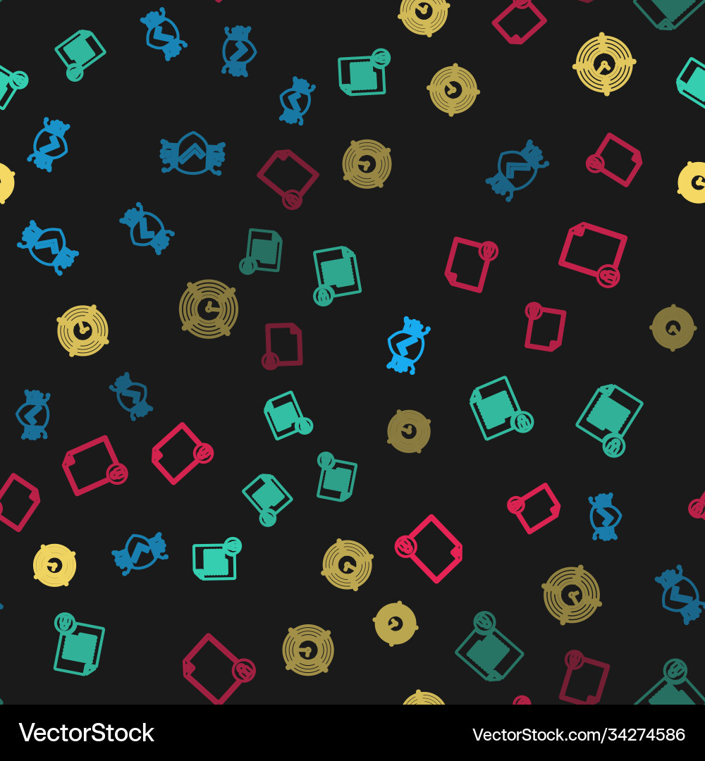 Set line cyber security document and lock time Set line cyber security document and lock time vector image