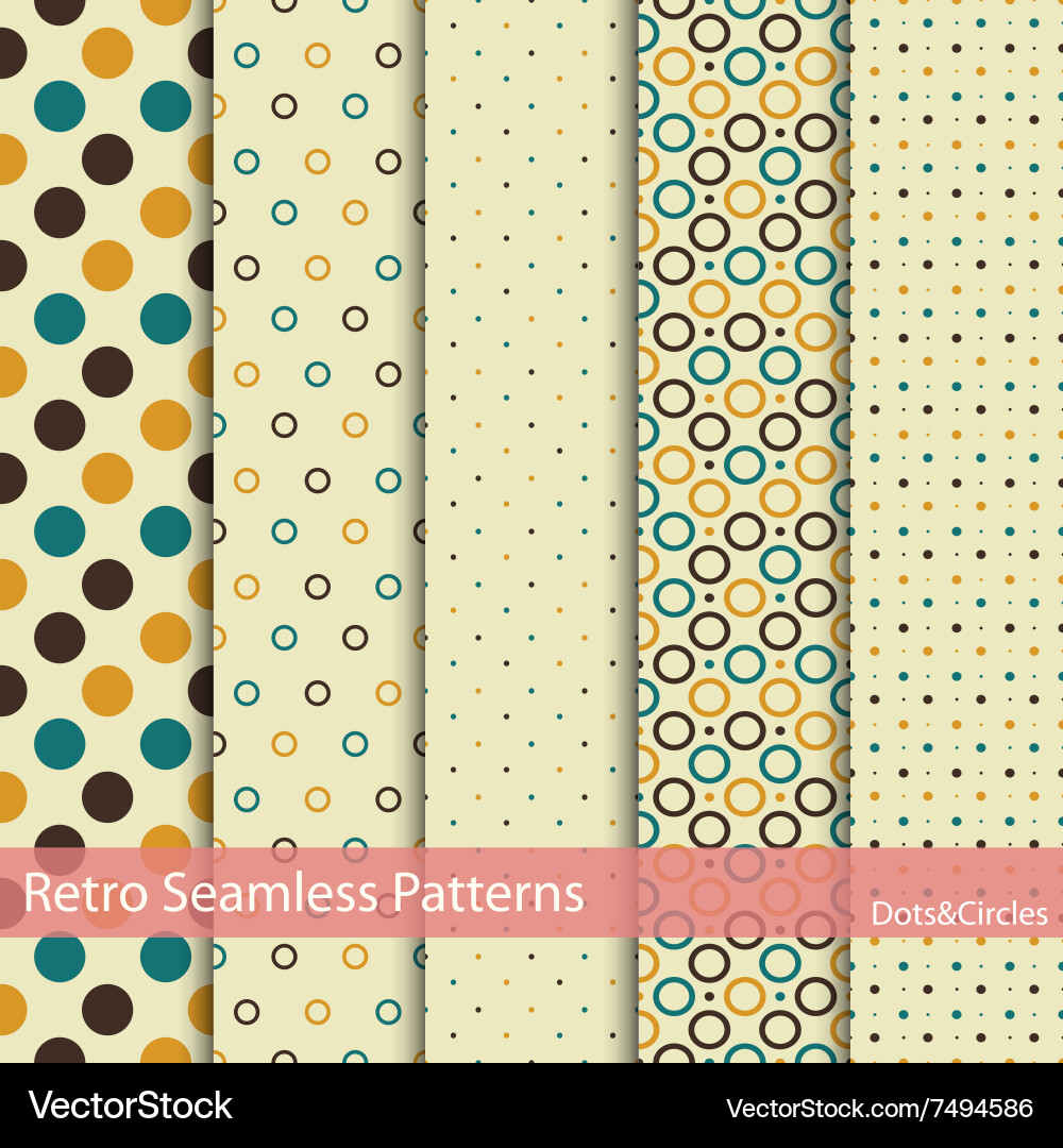 Set of 5 retro seamless patterns vector image