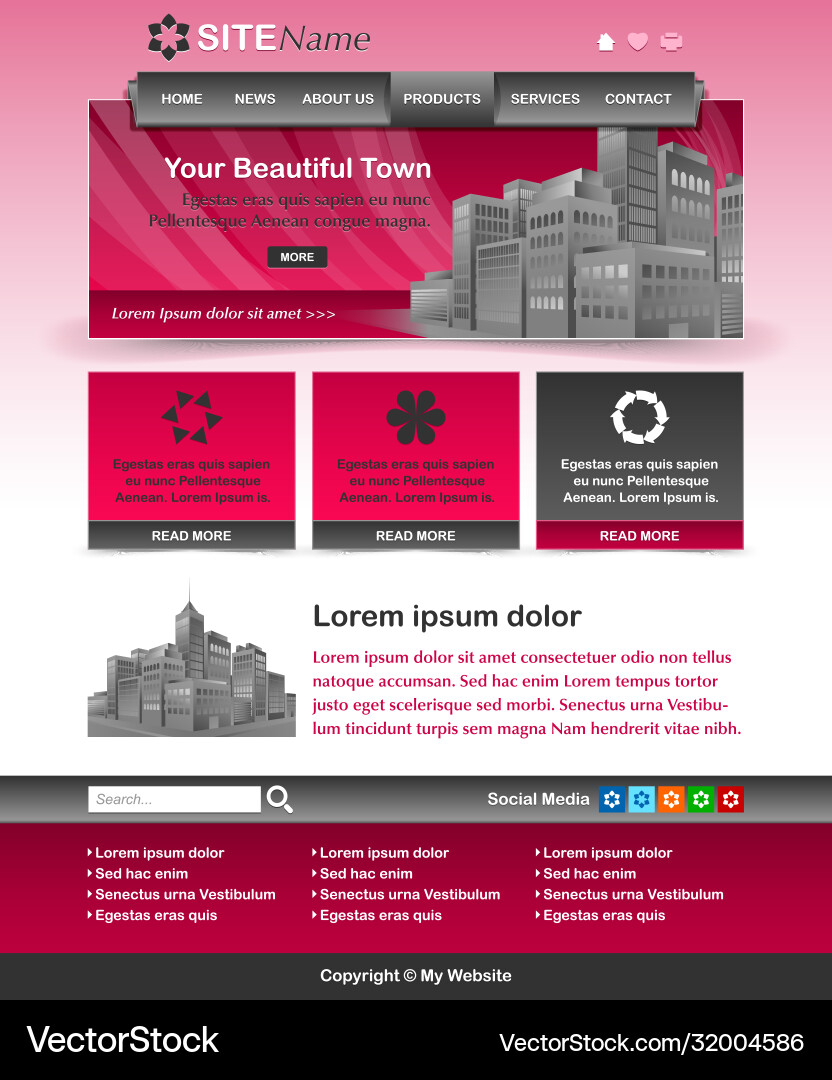 Website template layout Website template layout vector image