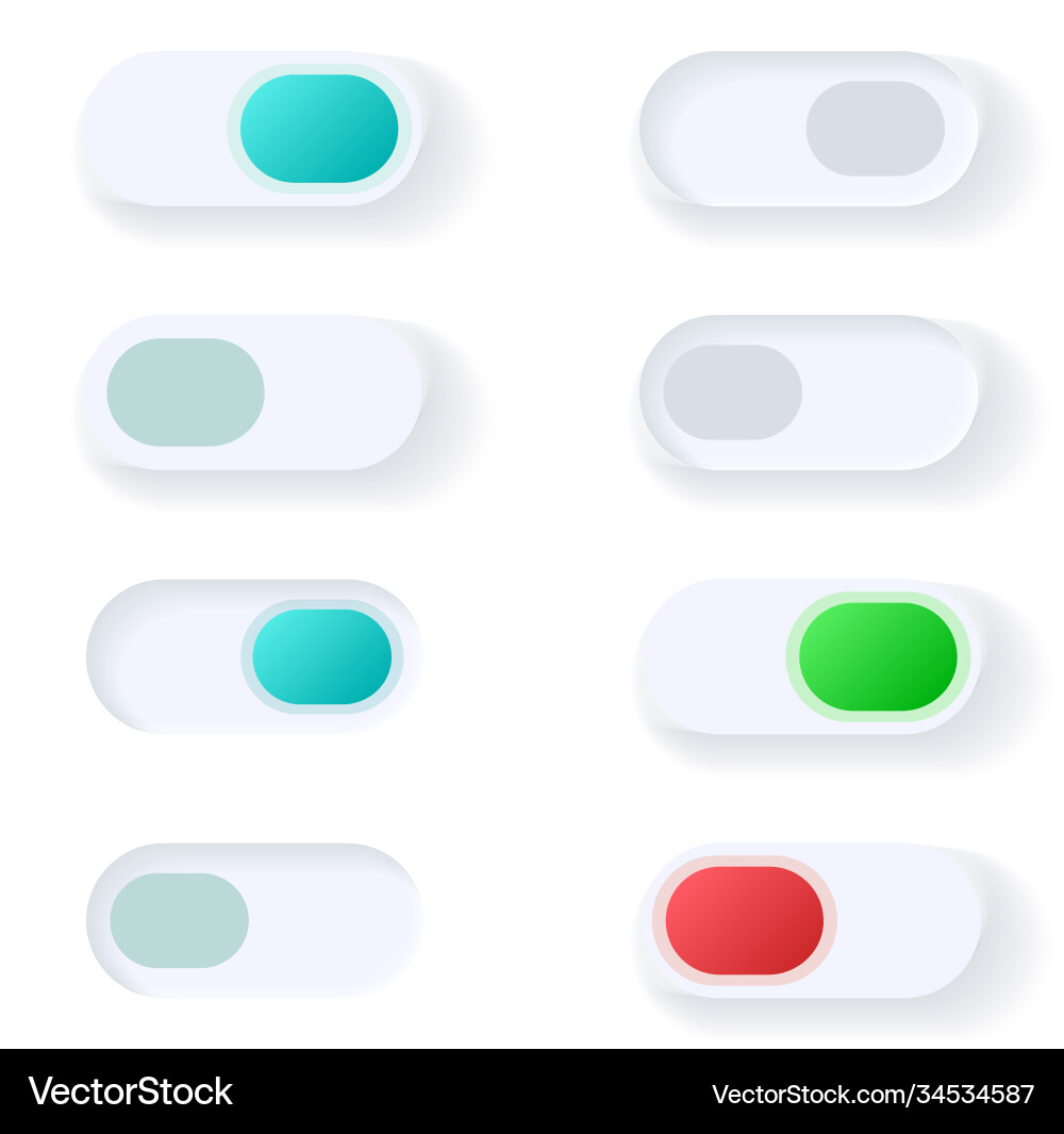Active and inactive switches ui elements kit Active and inactive switches ui elements kit vector image