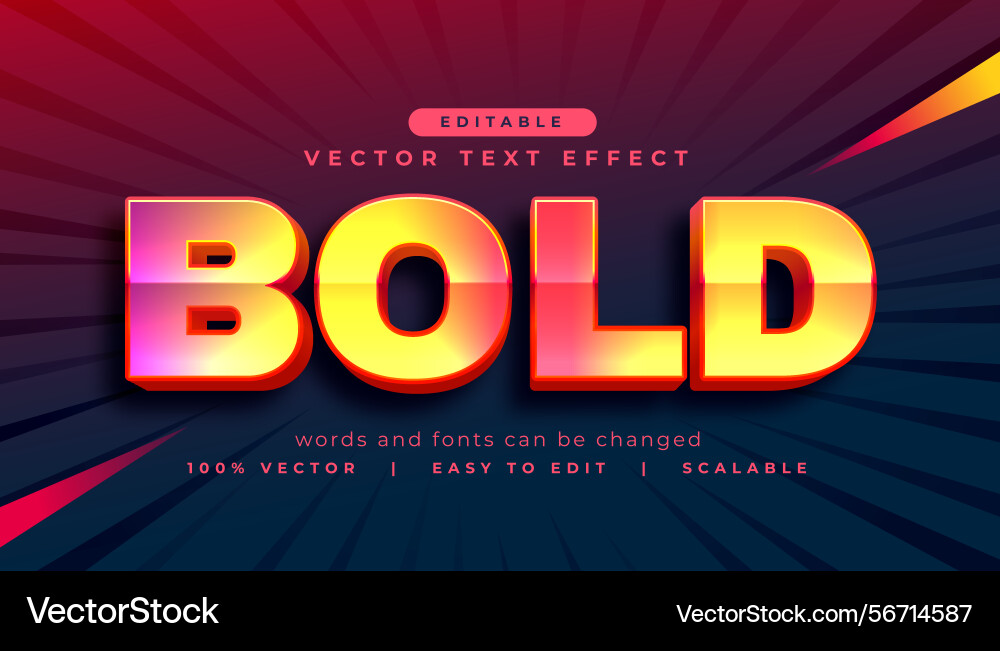 Bold text effect style editable font design vector image