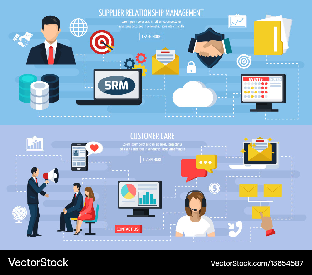 Crm flat banners Crm flat banners vector image