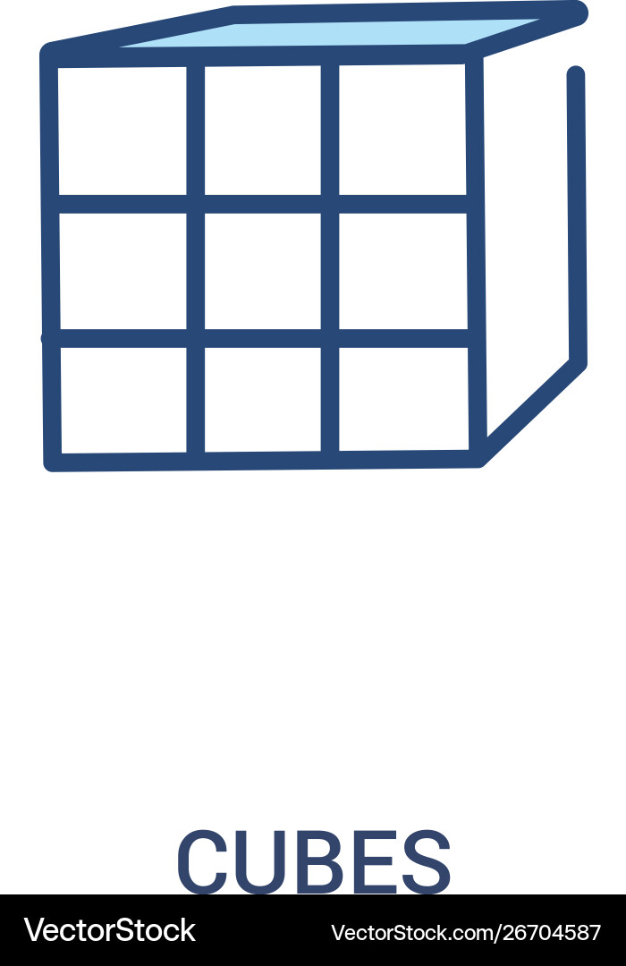 Cubes concept 2 colored icon simple line element Cubes concept 2 colored icon simple line element vector image