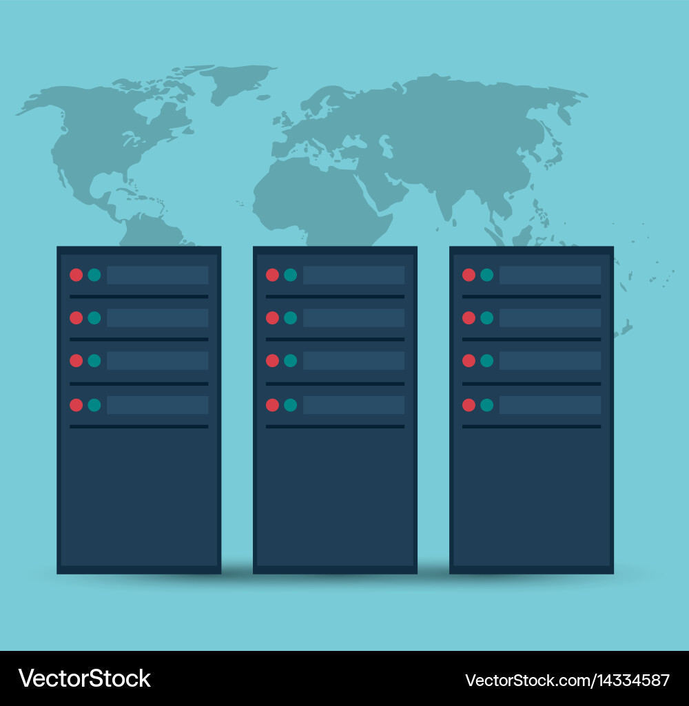 Data center server device technology vector image