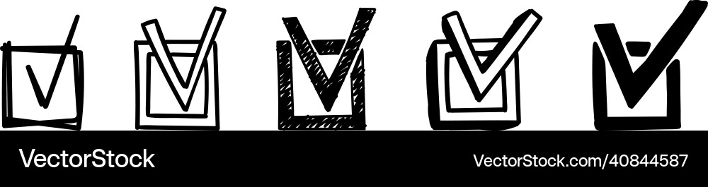 Doodle checkbox set hand-drawn scribble check Doodle checkbox set hand-drawn scribble check vector image