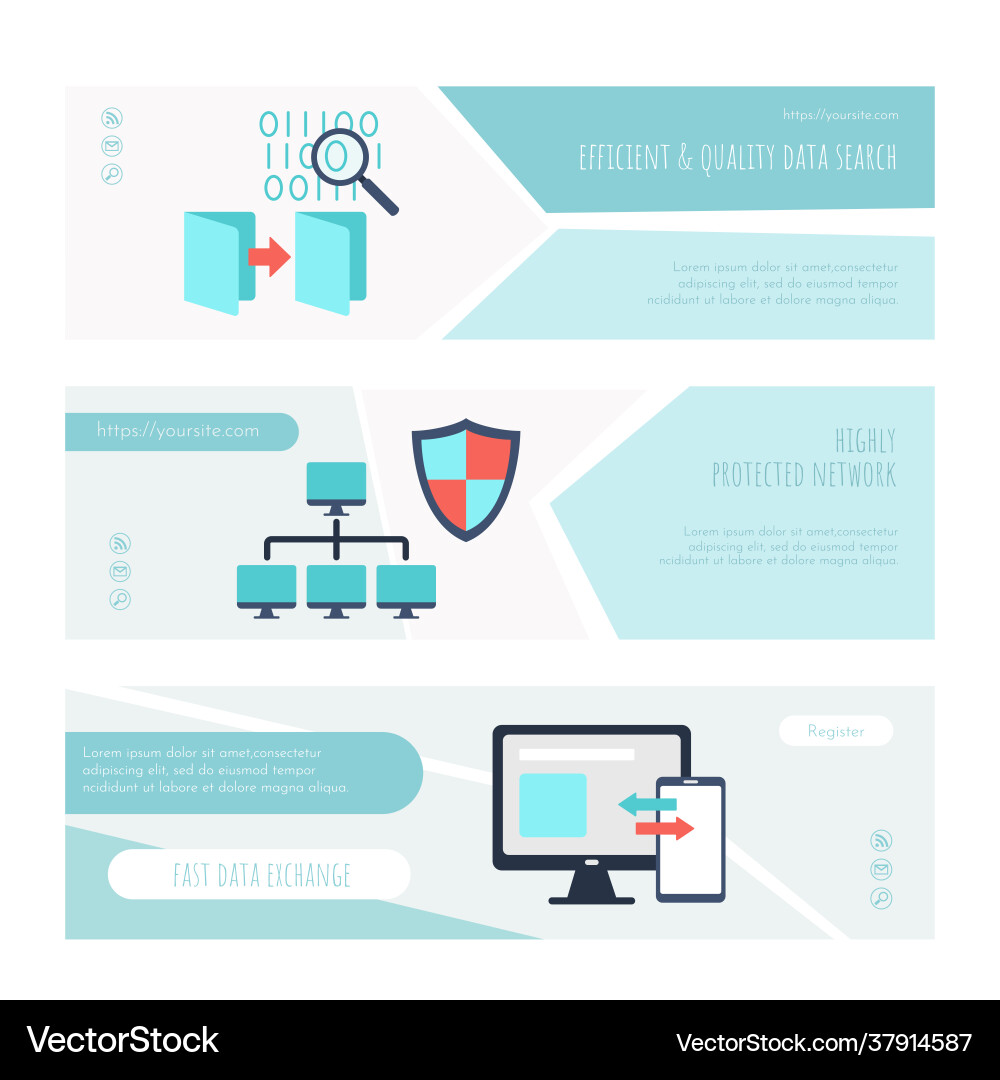 Effiziente und qualitativ hochwertige Datensuche Landing Page set Effiziente und qualitativ hochwertige Datensuche Landing Page set vektorbild