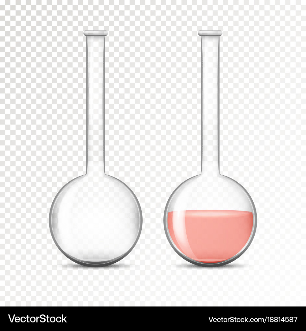 Empty and filled flask for chemical lab vector image
