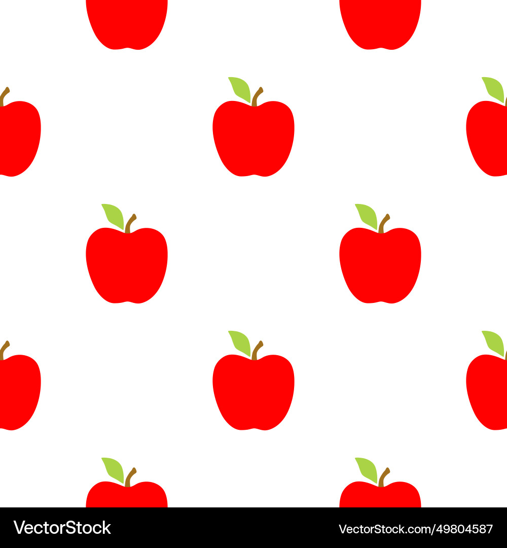 Fruit red apple seamless pattern in simple flat Fruit red apple seamless pattern in simple flat vector image