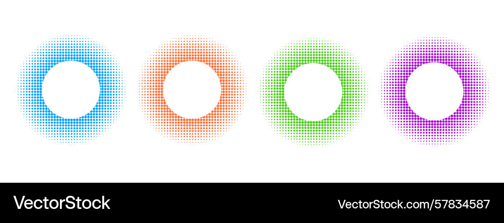 Halftone effect dotted gradient color frames set Halftone effect dotted gradient color frames set vector image