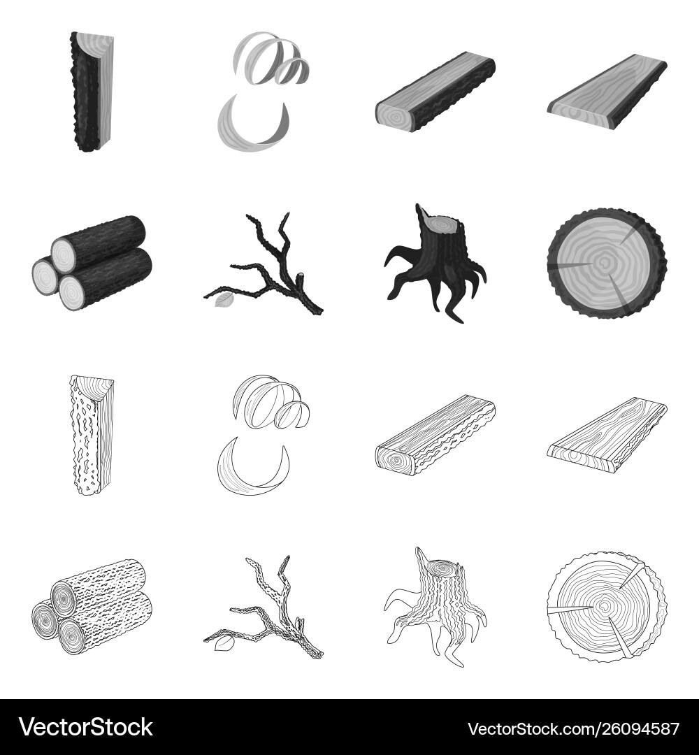 Isolated object tree and raw logo set Isolated object tree and raw logo set vector image