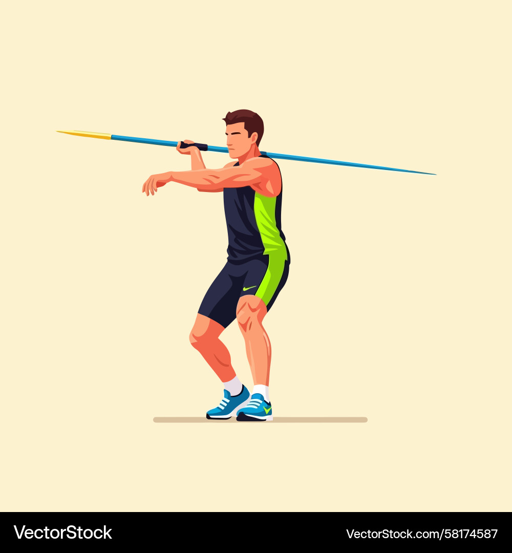 Man Preparing to Throw Javelin Vector Image