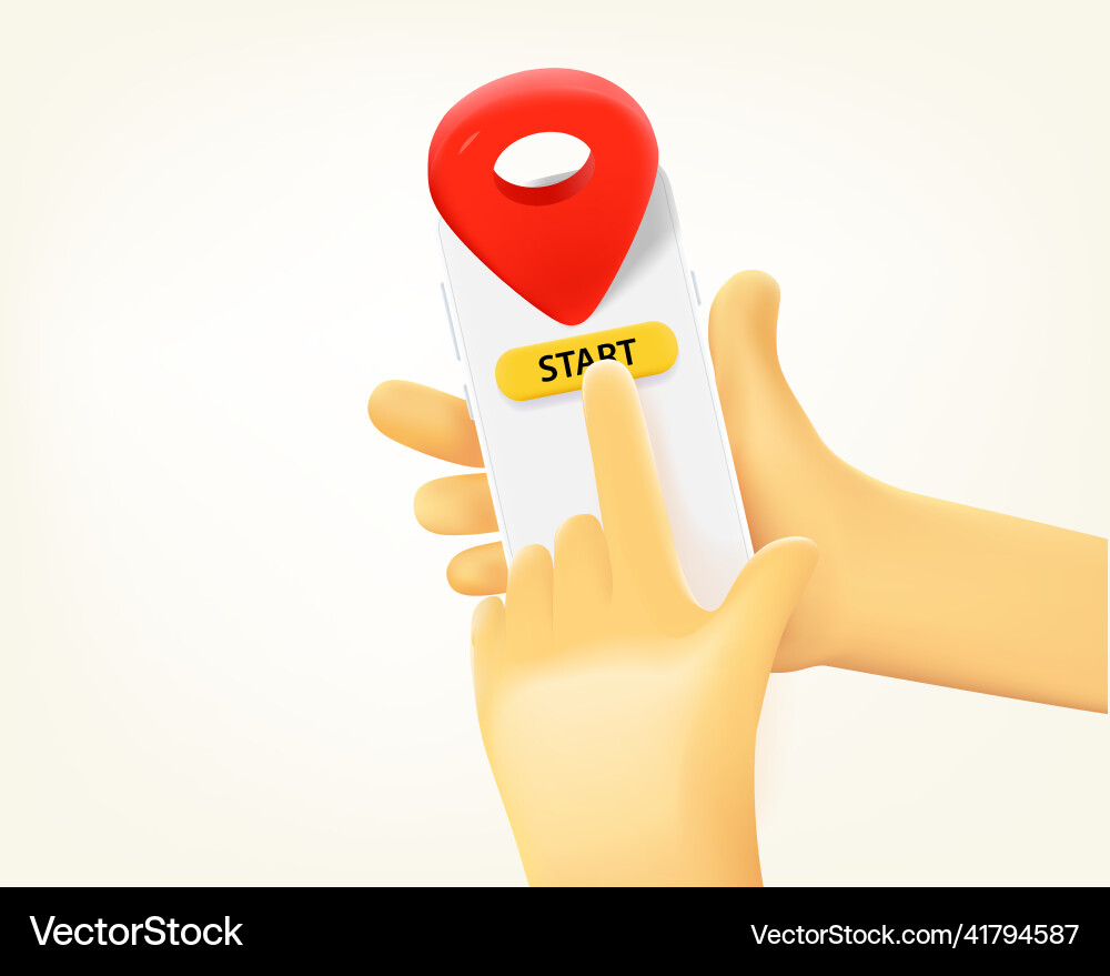 Man using navigation application via mobile phone Vector Image