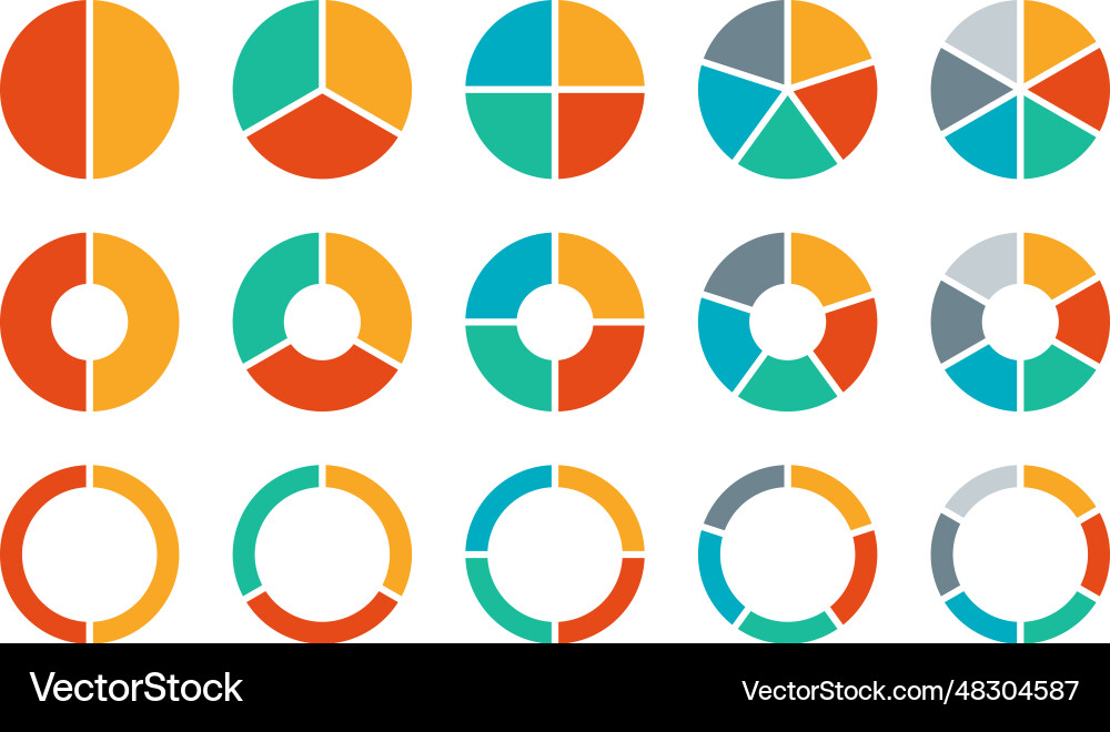 Pie chart set colorful diagram collection Pie chart set colorful diagram collection vector image