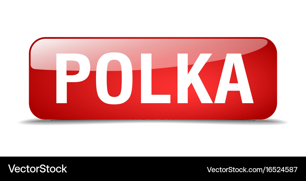Polka red square 3d realistic isolated web button vector image