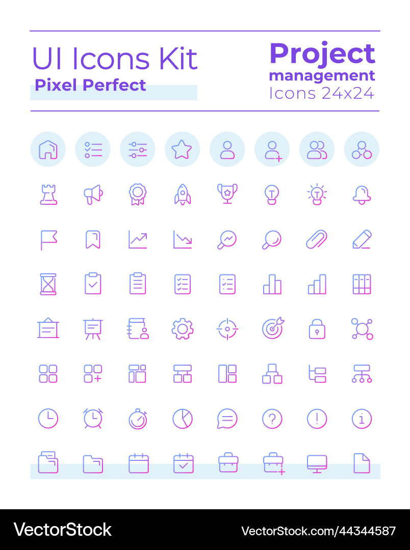 Project management pixel perfect gradient linear Project management pixel perfect gradient linear Vector Image