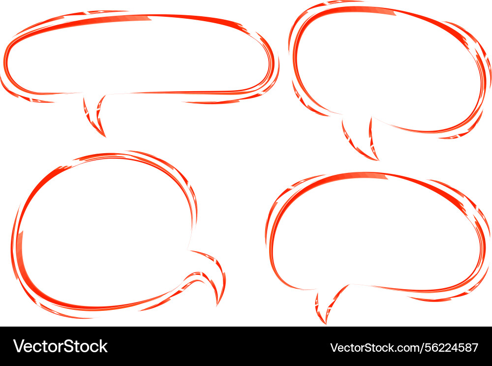 Red color pattern abstract speech bubbles set vector image