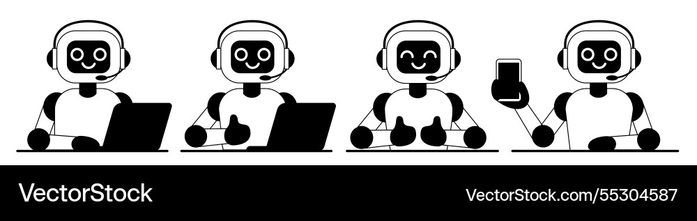 Set of chat bot in line style Set of chat bot in line style vector image
