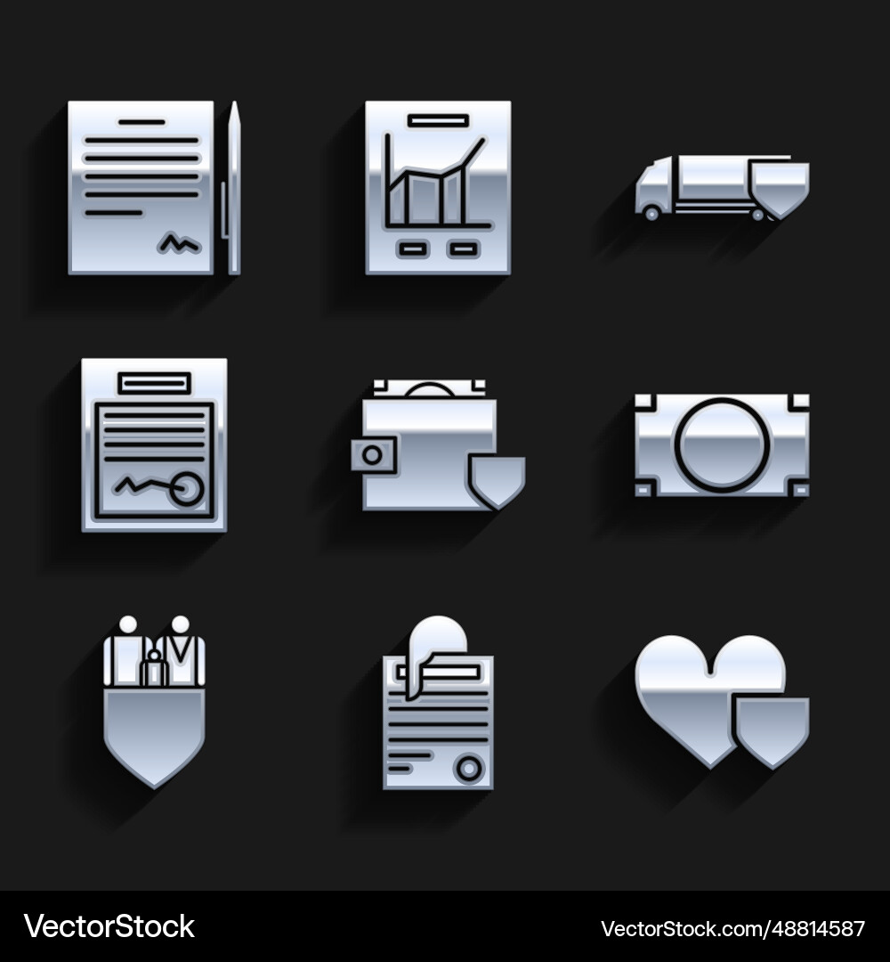 Set wallet and money with shield file document Set wallet and money with shield file document vector image