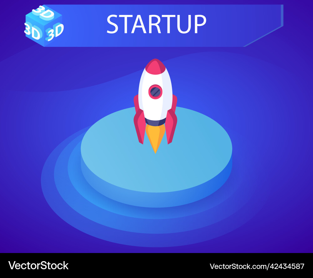 Startup isometric design icon web 3d colorful Startup isometric design icon web 3d colorful Vector Image