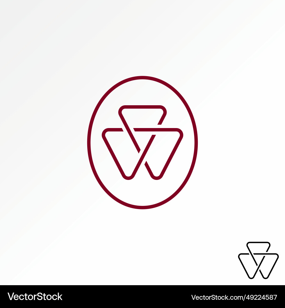 Unique initial letter w font line out 3 triangles Unique initial letter w font line out 3 triangles vector image