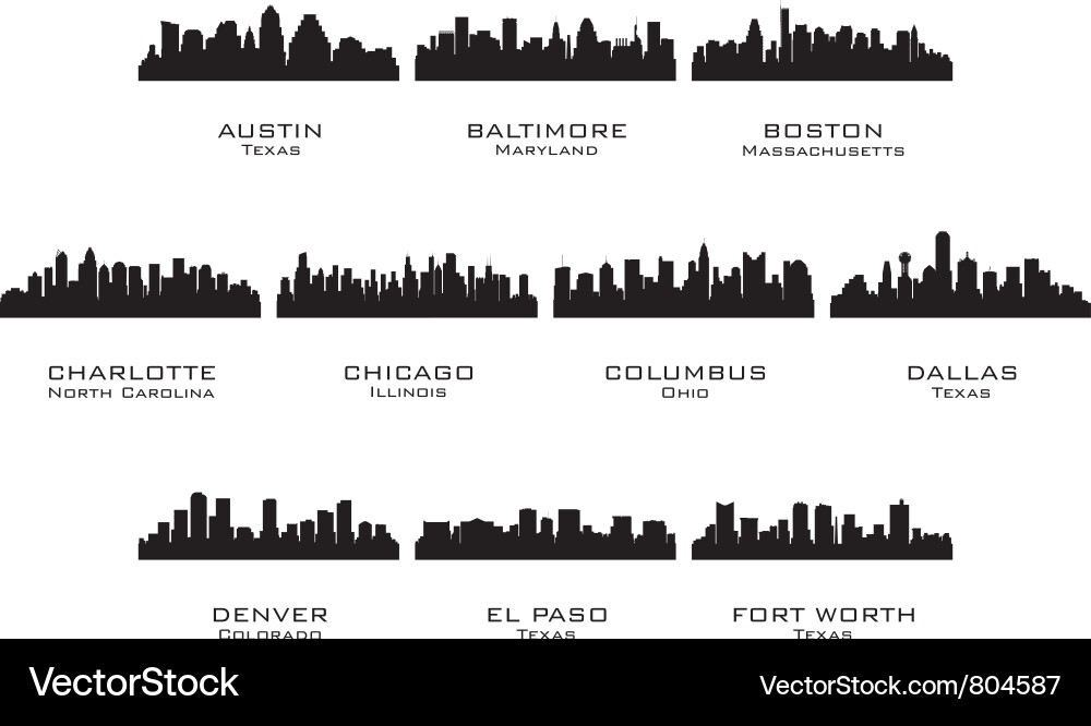 USA City Silhouettes vector image