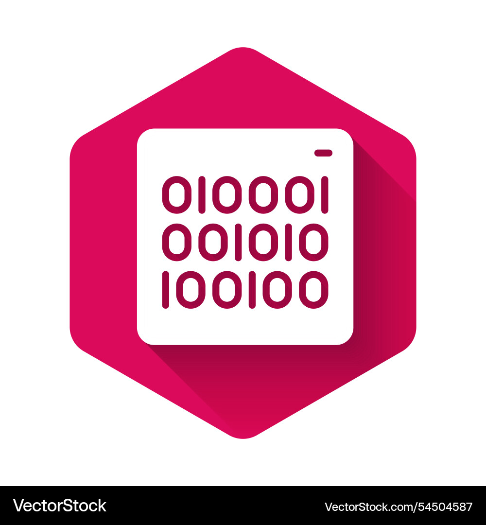 Weiße binäre Code-Symbol isoliert mit langen Schatten Weiße binäre Code-Symbol isoliert mit langen Schatten vektorbild