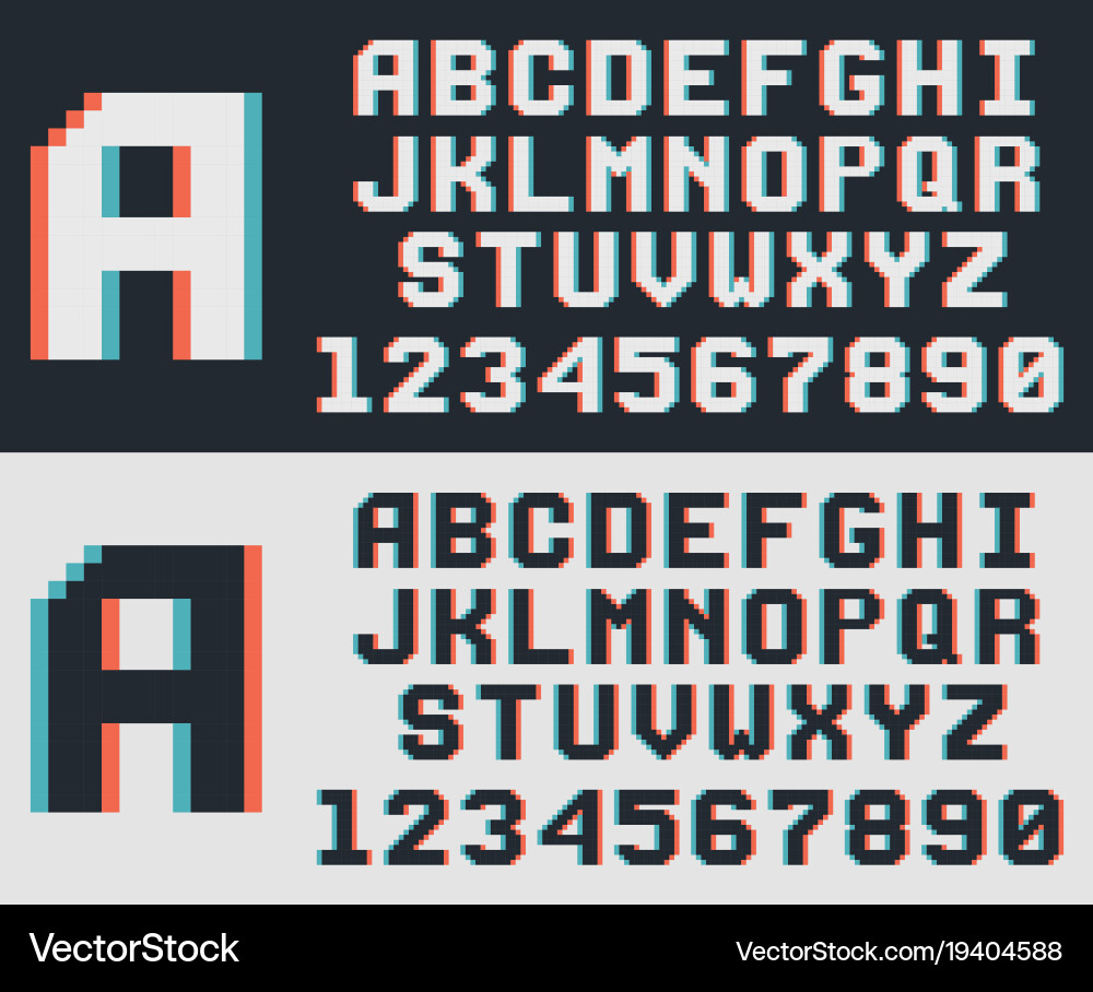 8-Bit Pixel Font Retro Game Letters vector image