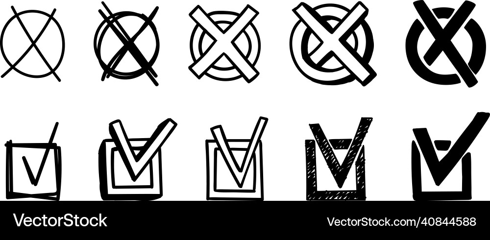 A set of round and square doodle checkboxes A set of round and square doodle checkboxes vector image