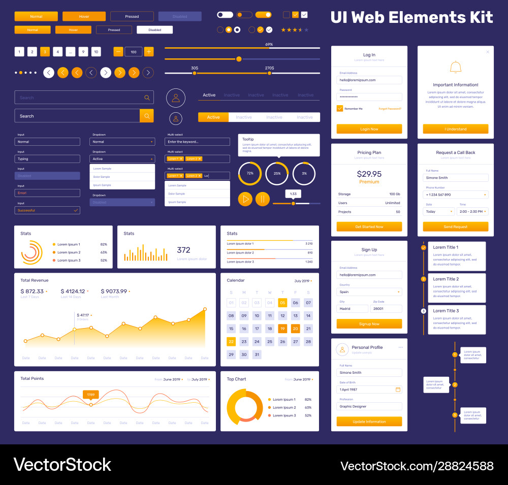 Big huge enhanced ui kit for web design Big huge enhanced ui kit for web design Vector Image