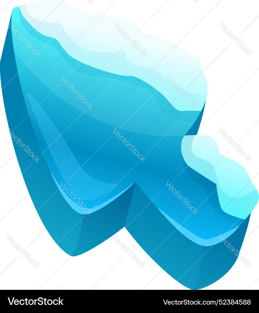 Blue ice cursor pointing up and to the right Blue ice cursor pointing up and to the right vector image