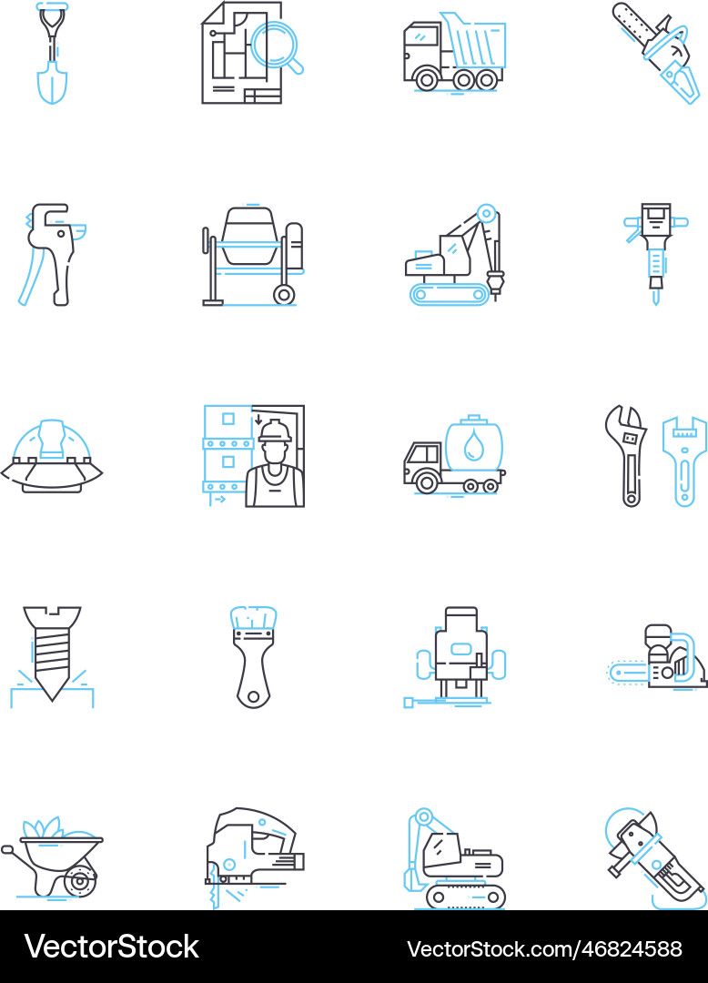 Building linear icons set architecture Building linear icons set architecture Vector Image