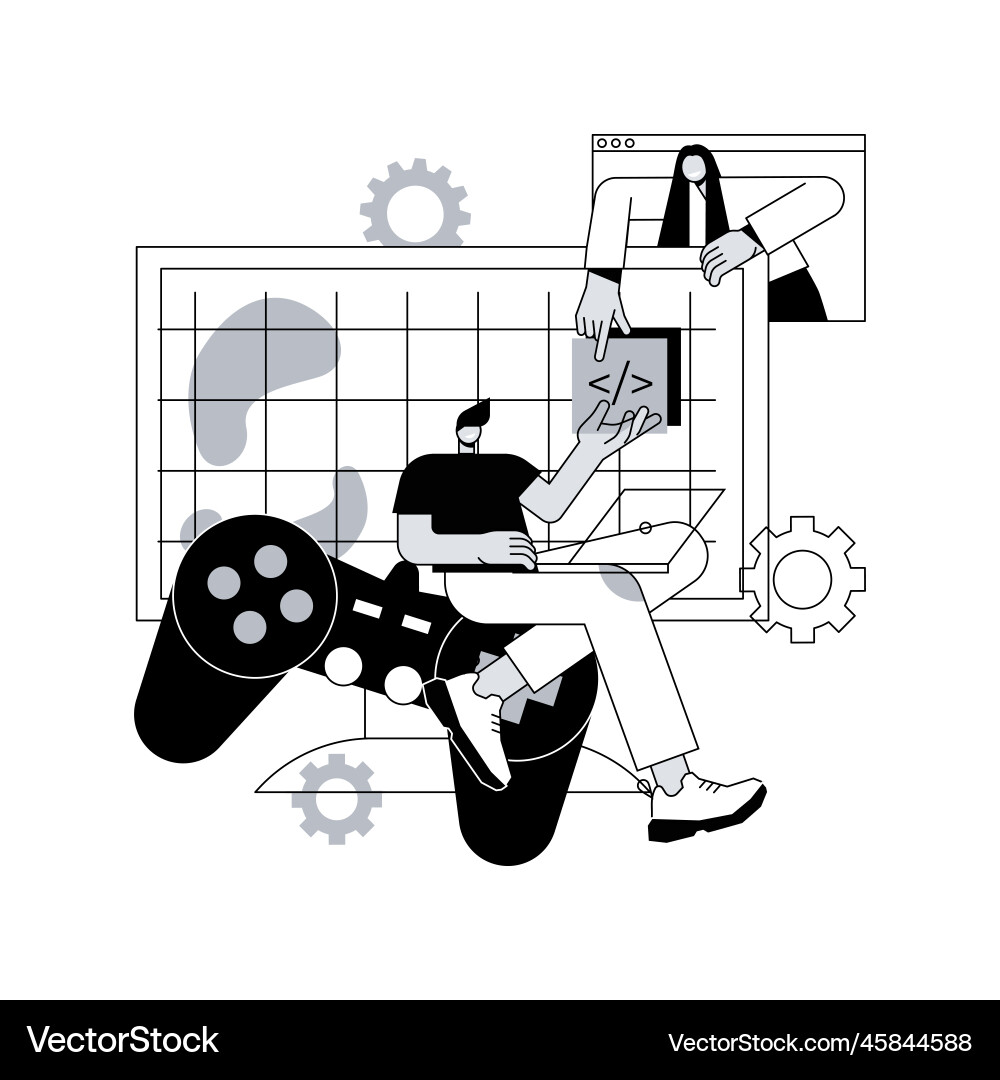 Computer games development abstract concept Computer games development abstract concept vector image