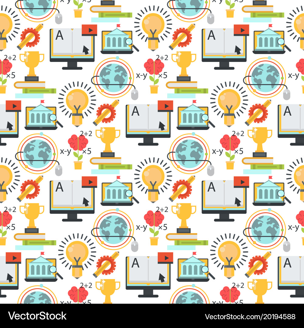 Distant learning seamless pattern background vector image