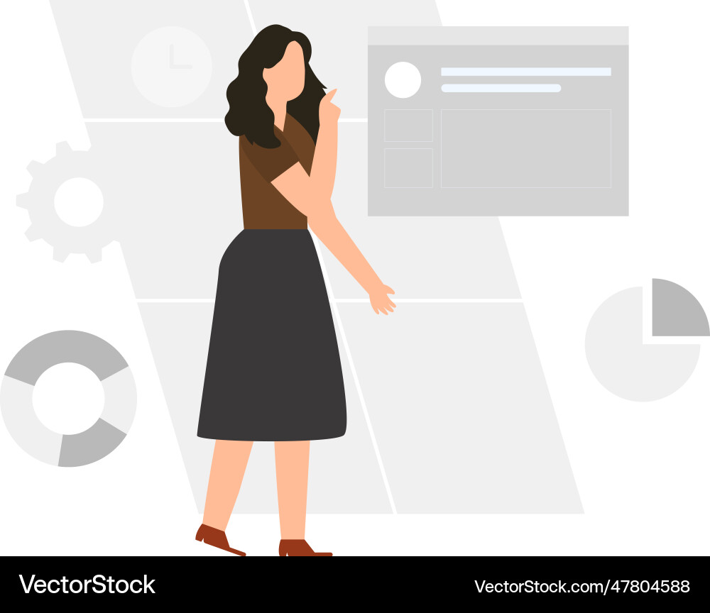 Girl is working on a business chart report vector image