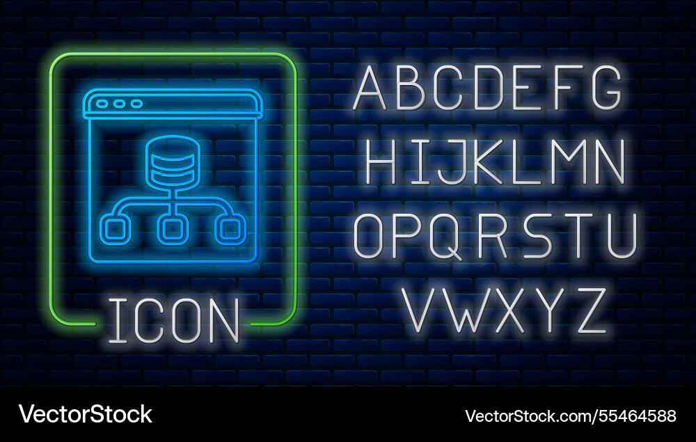 Glowing neon server data web hosting icon Glowing neon server data web hosting icon vector image