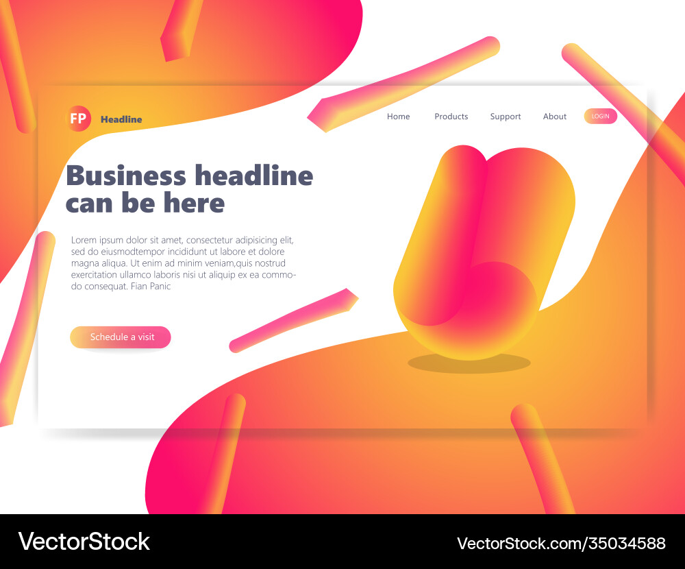 Landing page template with gradient modern webpage vector image