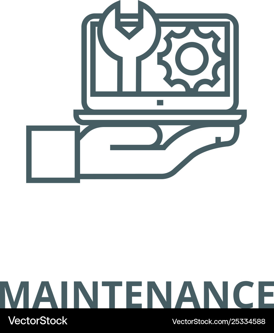 Maintenance computer support line icon Maintenance computer support line icon vector image