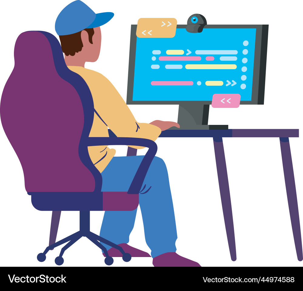 Man programmer vector image
