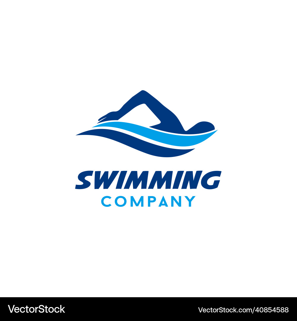 Minimalist Swimming Logo - Blue Waves Vector Image