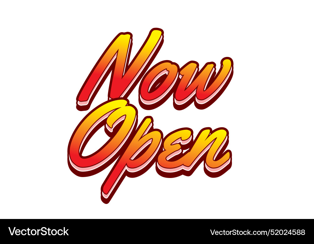 Now open text effect in 3d style with good colors Vector Image
