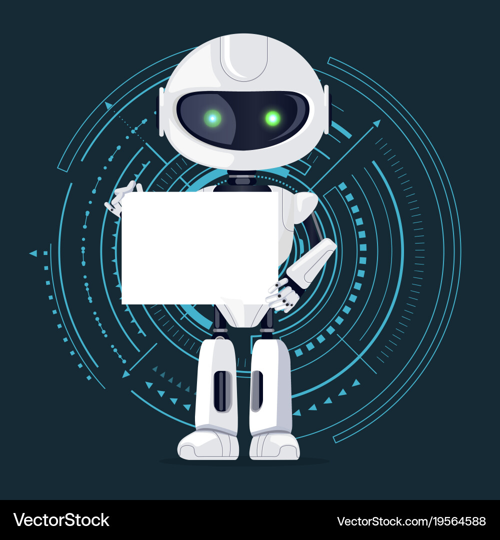 Robot and sheet of paper vector image