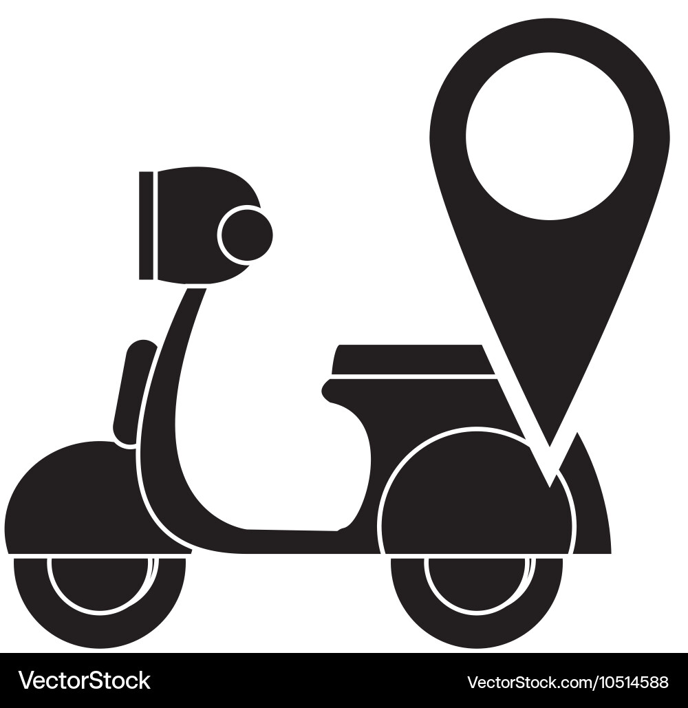 Scooter and gps map pointer icon vector image