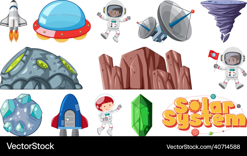 Set of isolated fantasy space game objects Set of isolated fantasy space game objects vector image