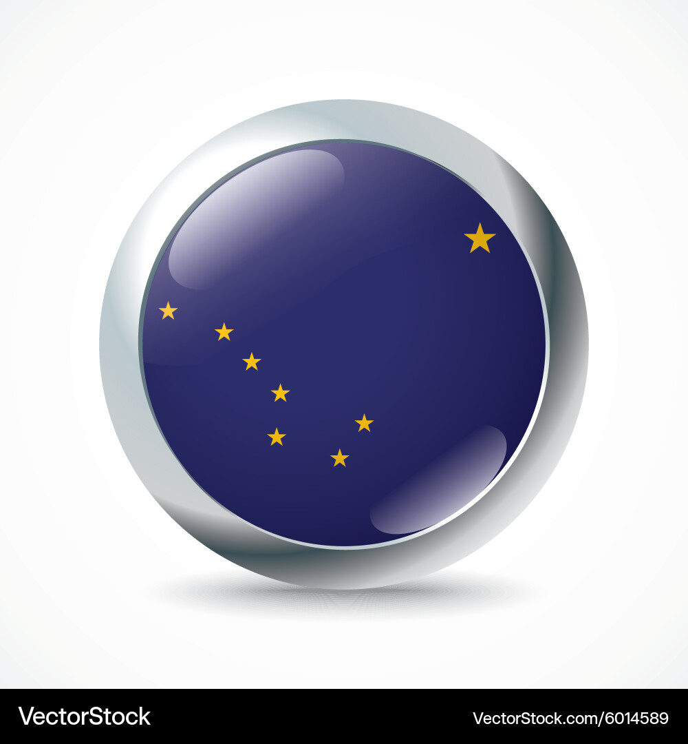 Alaska flag button Vector Image