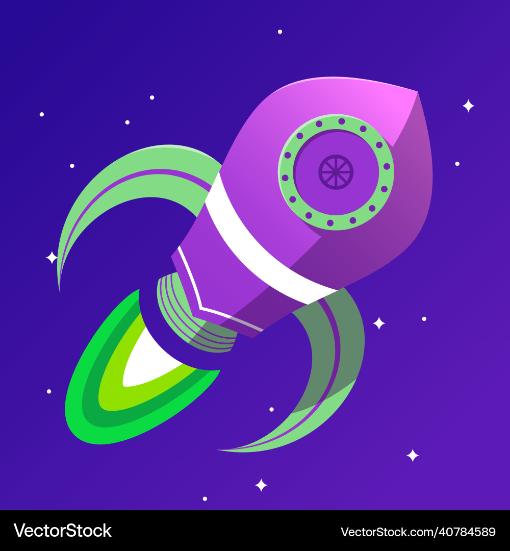 Alien rocket flying for game and animations Alien rocket flying for game and animations vector image