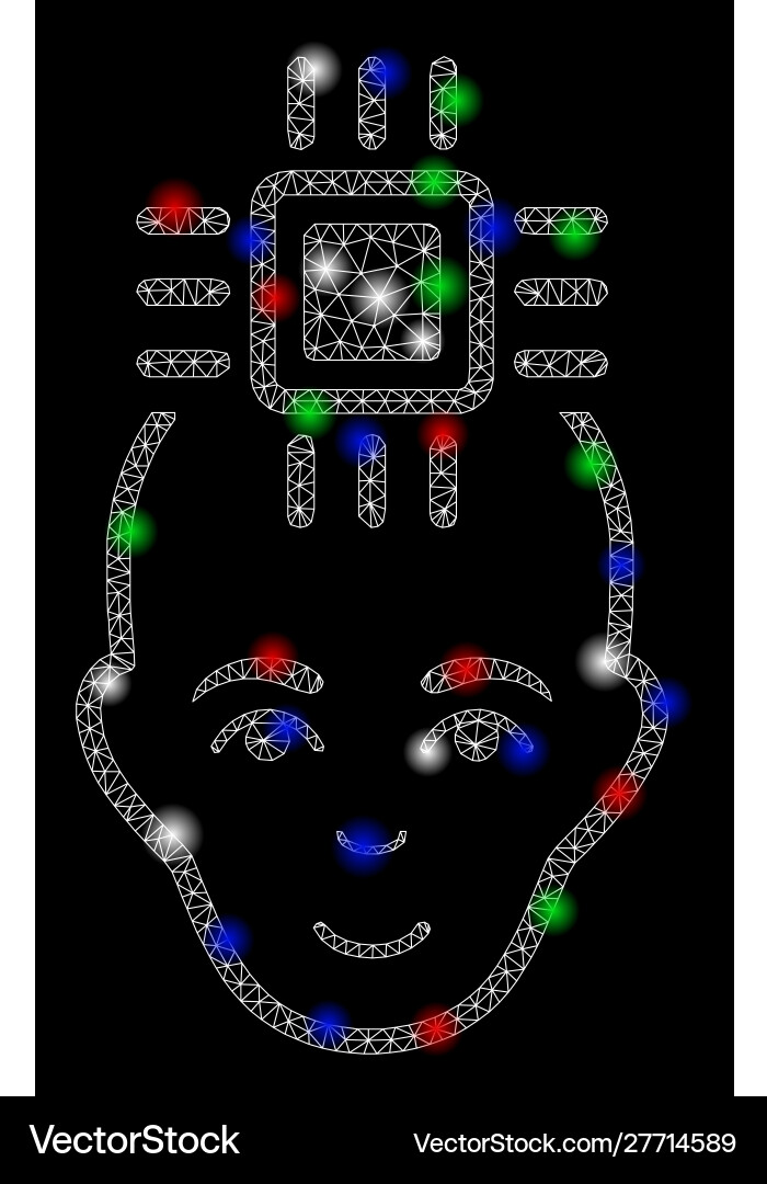 Bright mesh carcass neural computer interface vector image