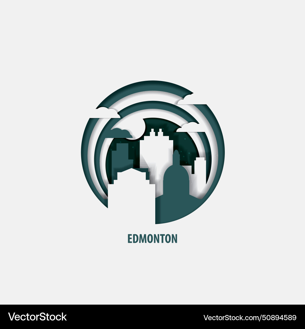 Edmonton city origami paper isolated Royalty Free Vector